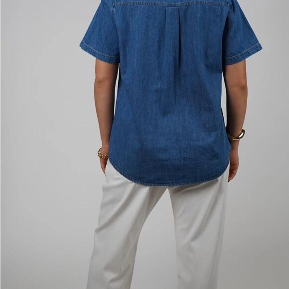 Selen Exotic Button Down – Denim Shirt with Statement Gem Buttons - Picture 2 of 11